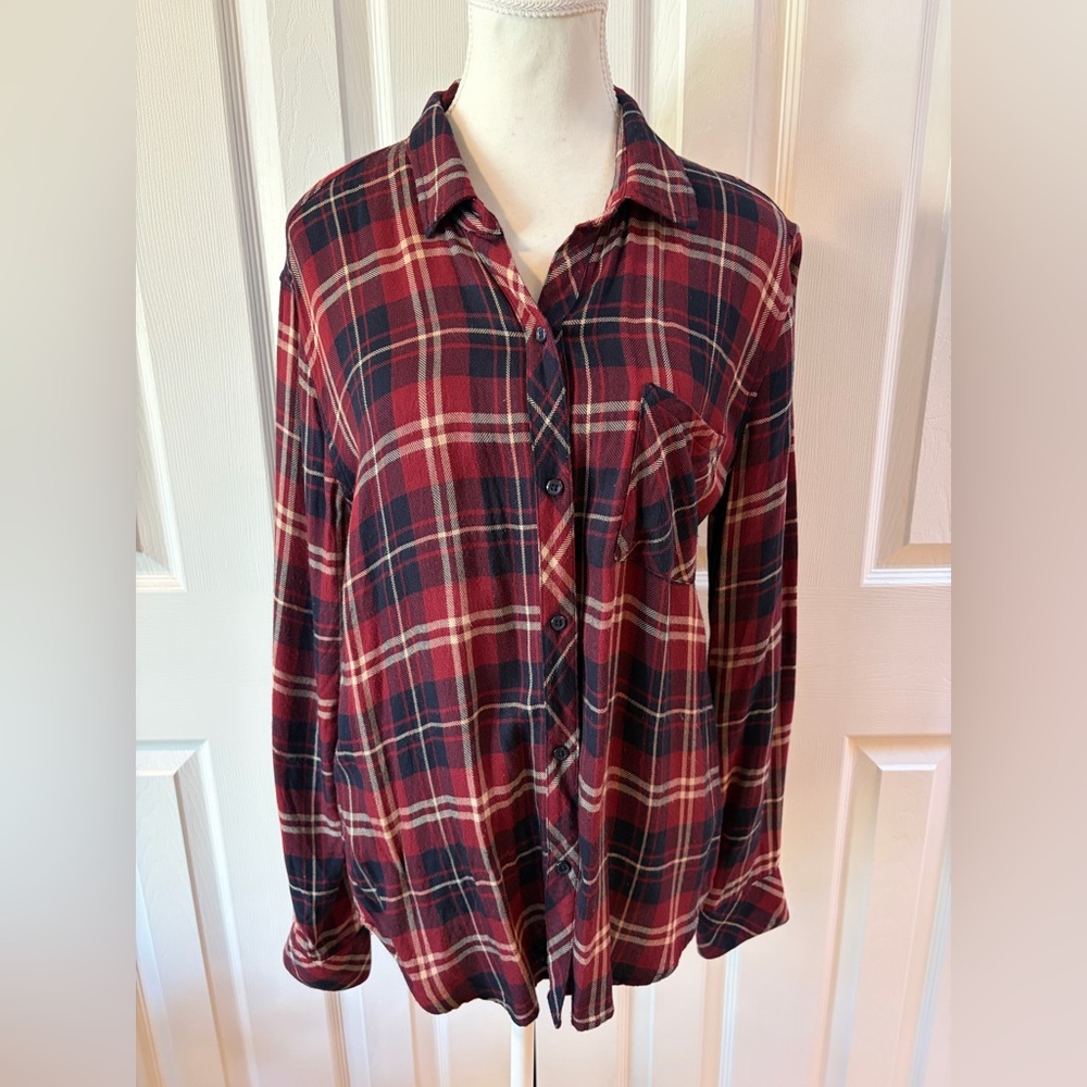 Rails Indigo Raspberry Hunter Plaid Button Up Flannel Shirt Size M